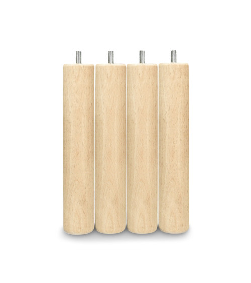 Pack 4 patas de somier forma cilíndrica en madera Pack 4 patas de somier forma cilíndrica en madera