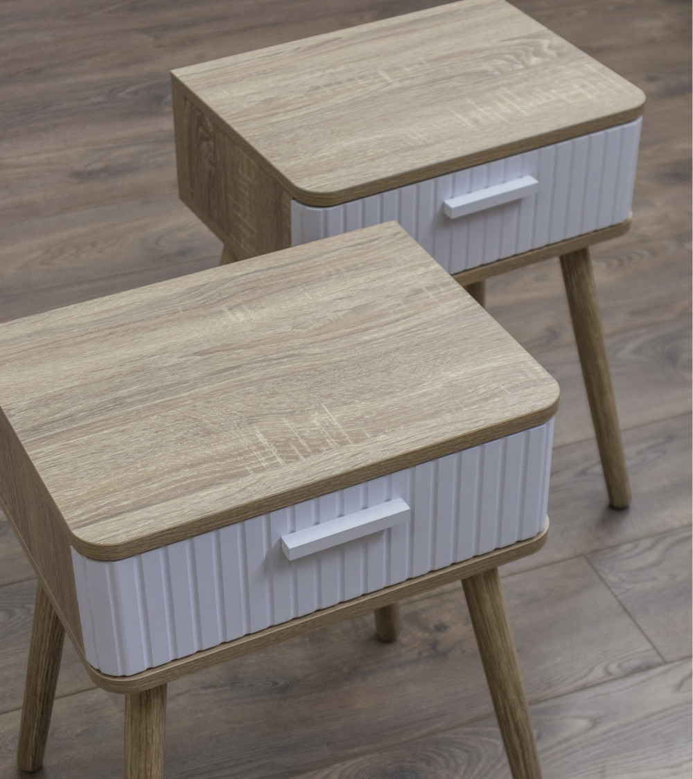 Mesita de noche Talía – Diseño nórdico con cajón decorativo