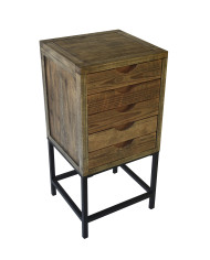 Mesa auxiliar Indi – Rústica con cajones tallados
