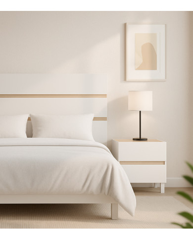 Pack Ébano – Cabecero con dos mesitas de noche moderno y funcional