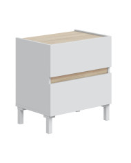 Mesita de noche Ébano– 2 cajones con guías metálicas y patas de ABS