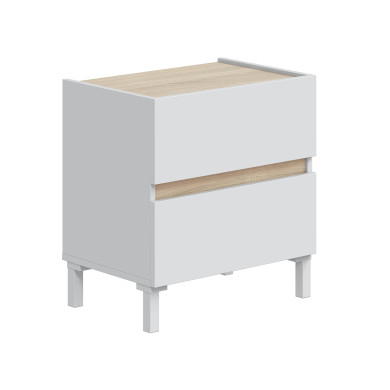 Mesita de noche Ébano– 2 cajones con guías metálicas y patas de ABS