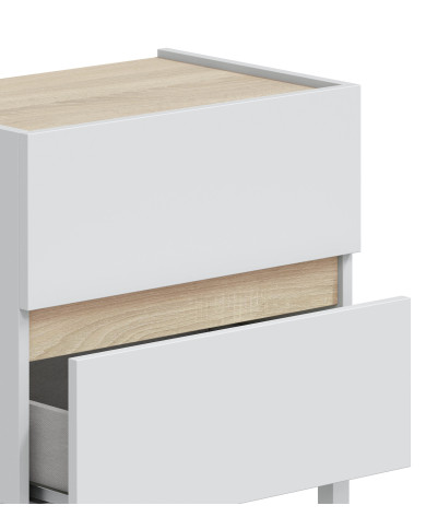 Mesita de noche Ébano– 2 cajones con guías metálicas y patas de ABS