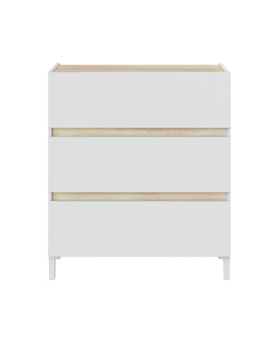 Cómoda Ébano 3 cajones – Con patas altas y fijación a pared