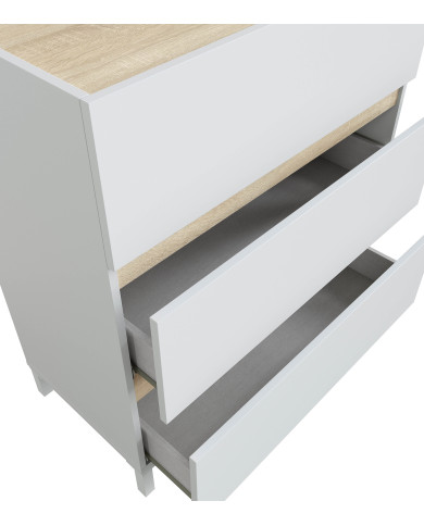 Cómoda Ébano 3 cajones – Con patas altas y fijación a pared