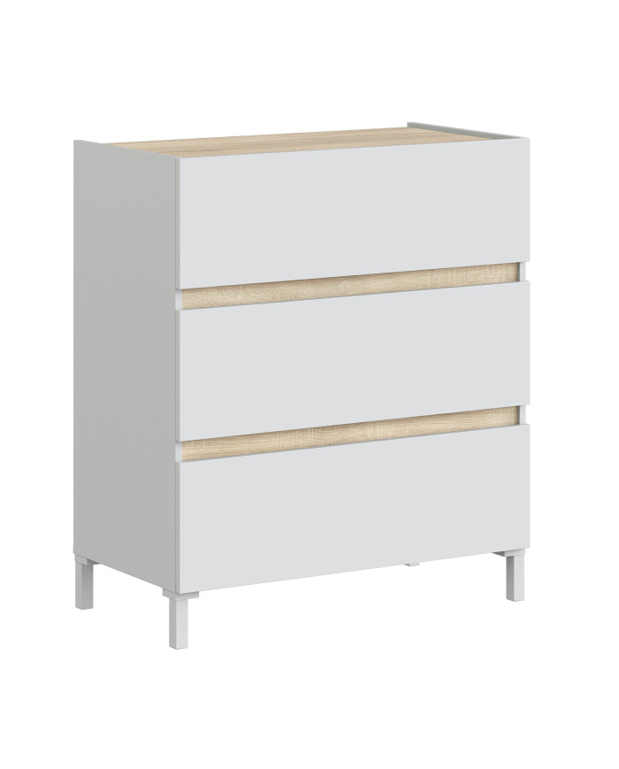 Cómoda Ébano 3 cajones – Con patas altas y fijación a pared