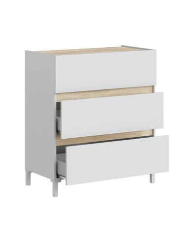 Cómoda Ébano 3 cajones – Con patas altas y fijación a pared