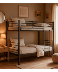 Litera Finy metálica – 2 camas de 90x190 cm con escalera y baranda