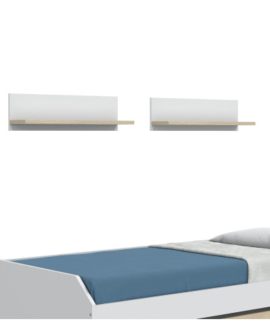 Cama nido Tomy con estantes – Doble cama y almacenaje práctico