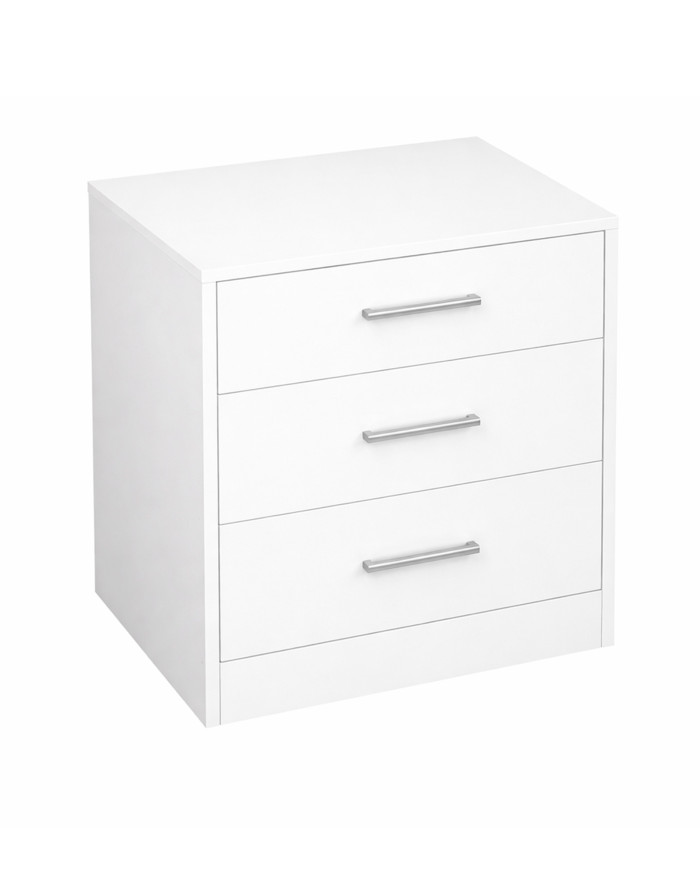 Mesita de noche Elara 3 cajones blanca
