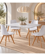 Pack mesa Nórdica blanca 120 cm con 4 sillas Tulipa