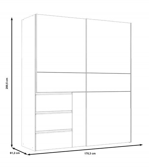 Armario ropero 170 cm puertas correderas + cajonera WINTER2