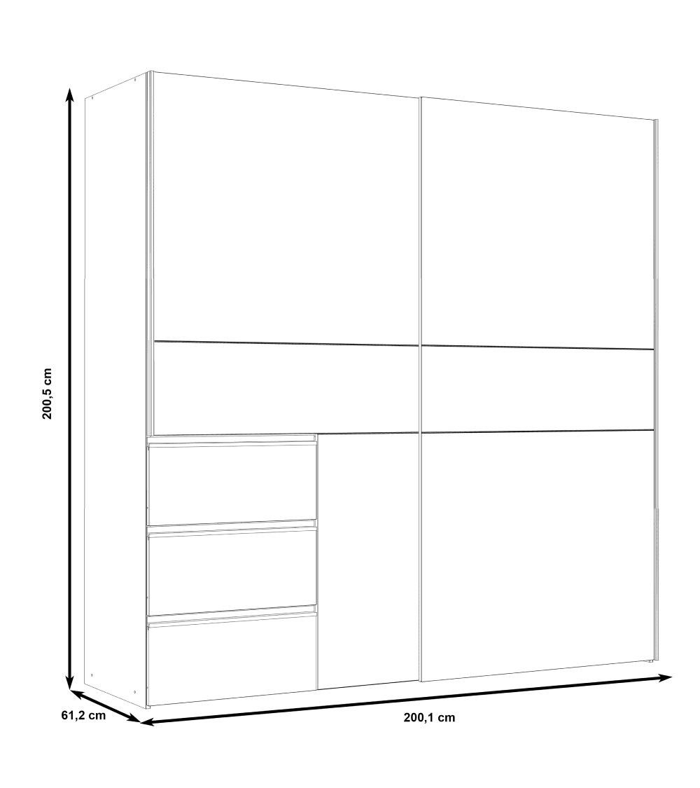 Armario ropero 200 cm puertas correderas + cajonera integrada WINTER2