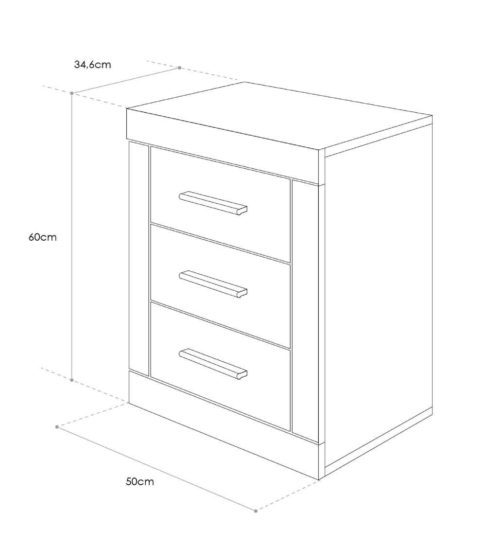 Mesita de noche 3 cajones DORA