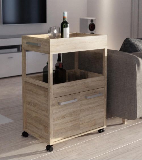 Mueble bar BACO con ruedas estilo industrial Mueble bar BACO con ruedas estilo industrial