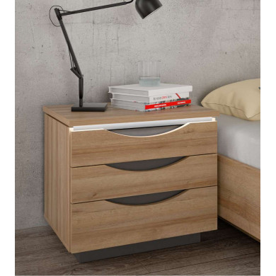 Mesita de noche 3 cajones con luces led SATURN