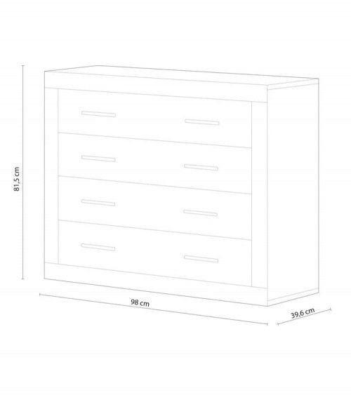 Cómoda dormitorio de 4 cajones JANA Cómoda dormitorio de 4 cajones JANA