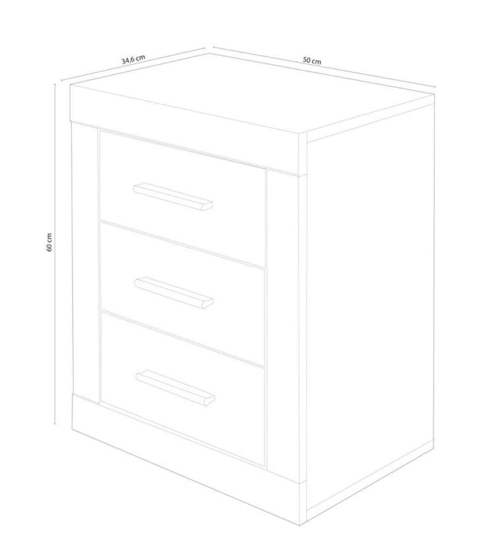 Mesita de noche 3 cajones JANA