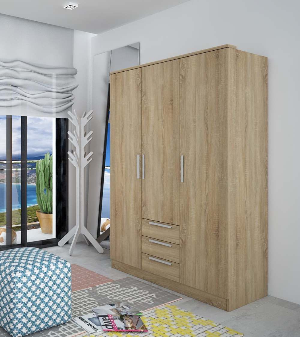 Armario ropero CUBE 3 puertas + 3 cajones