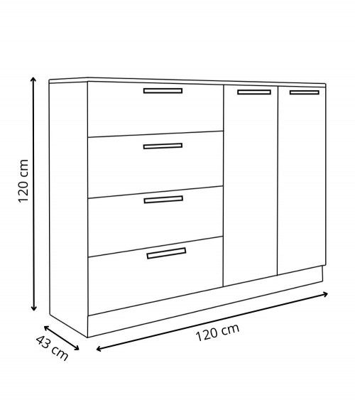 Cómoda 4 cajones 2 puertas CUBE Cómoda 4 cajones 2 puertas CUBE