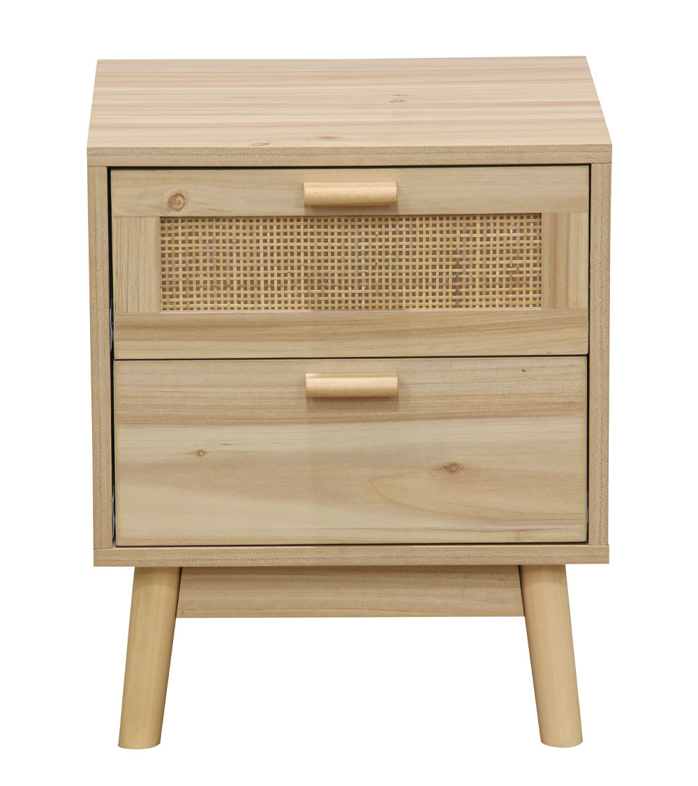 Mesita de noche de ratán 2 cajones CAMILE