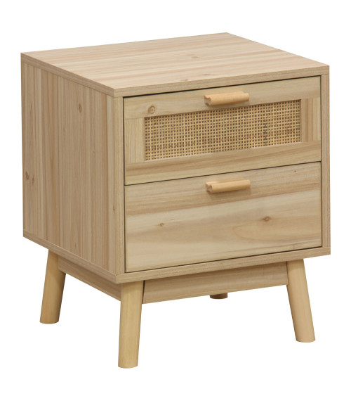 Mesita de noche de ratán 2 cajones CAMILE
